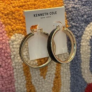 Kenneth Cole Gold Trim Black Hoop Earrings